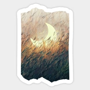 Vintage Romantic Moon And Wheats Sticker